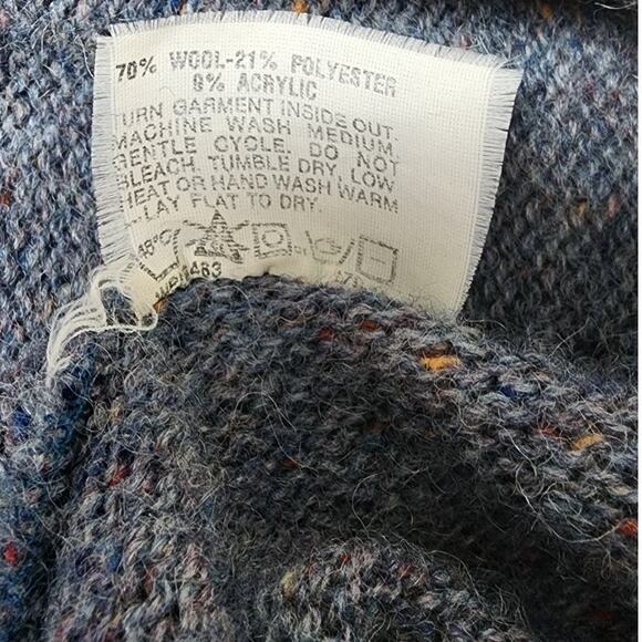 VTG Robert Bruce Wool Blend Blue Multi Color Cardigan Sleeveless Vest  Mens XL - Picture 8 of 8